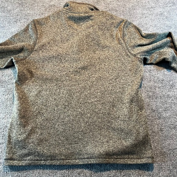 Eddie‎ Bauer Mens L Gray Pullover Fleece Button Mock Neck Pocket Sweater - Picture 8 of 9